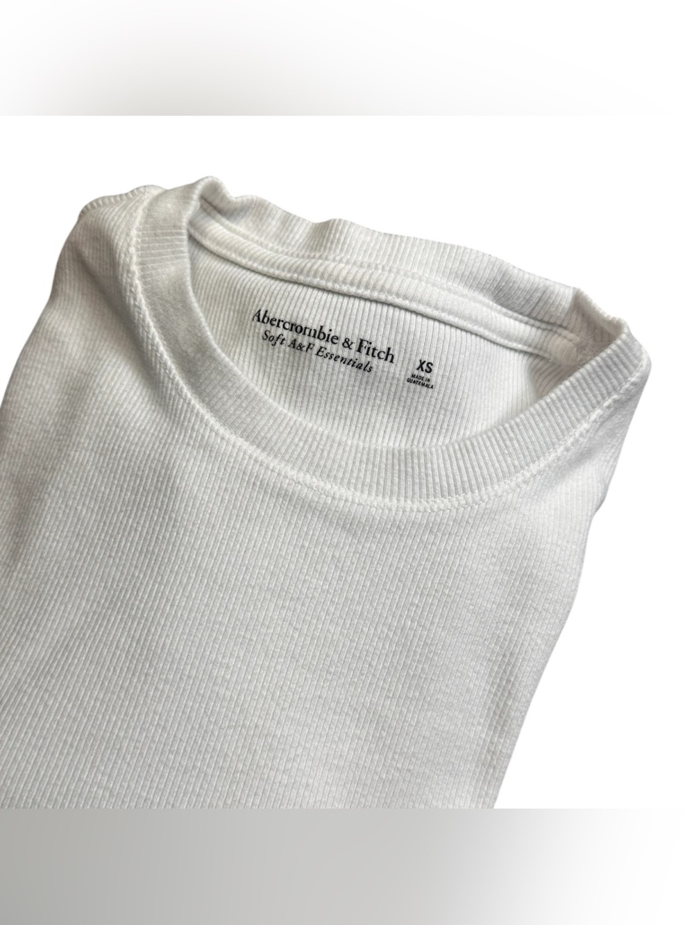 Abercrombie & Fitch Soft A&F Essentials Ribbed Bodysuit White XS Long Sleeve